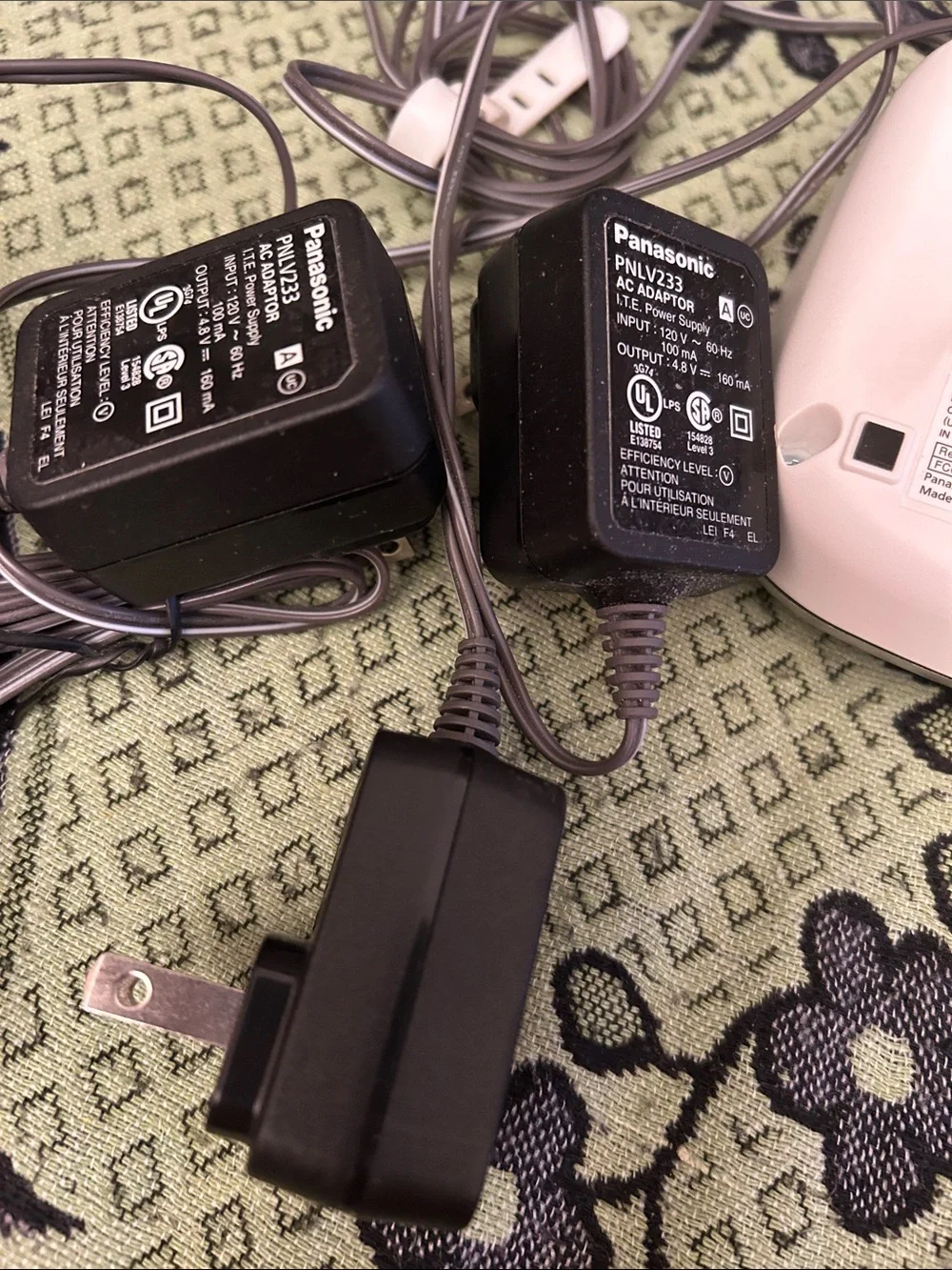 Panasonic Silver Cordless Phone Set with Three Handsets and Chargers